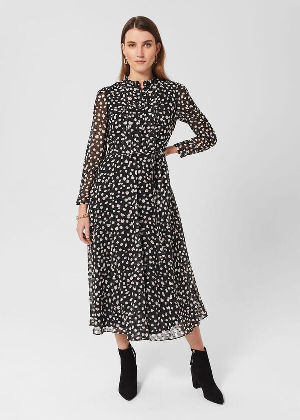 hobbs Orla Fit And Flare Dress Black Multi