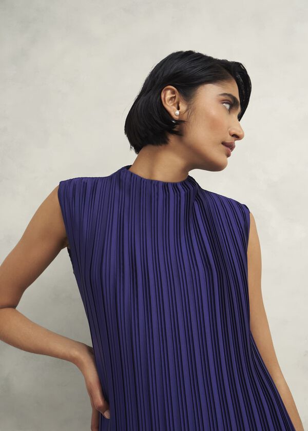 Hobbs Orla Pleated Blouse Rich Blue