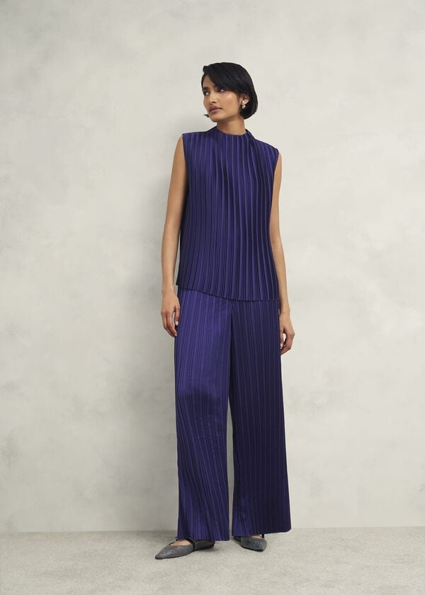 hobbs Orla Pleated Trousers Rich Blue
