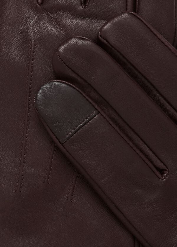 Hobbs Otillia Leather Gloves Mahogany Red