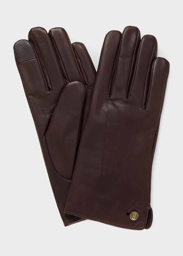 hobbs Otillia Leather Gloves Mahogany Red