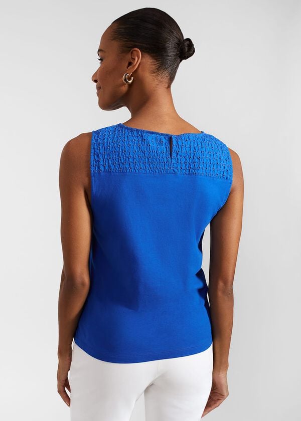 Hobbs Paige Cotton Broderie Top Atlantic Blue