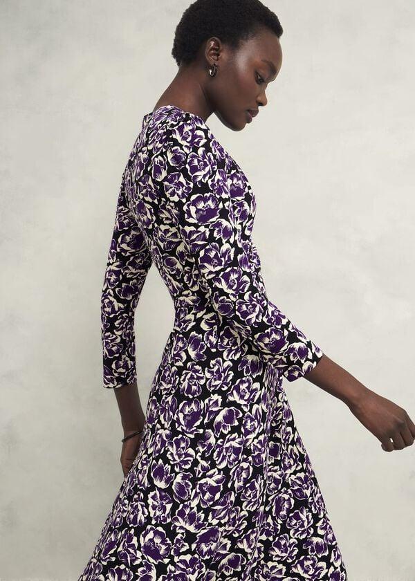 Hobbs Paige Jersey Dress Purple Multi