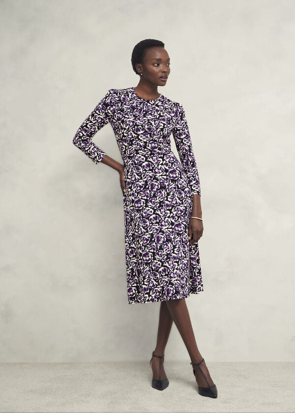 hobbs Paige Jersey Dress Purple Multi