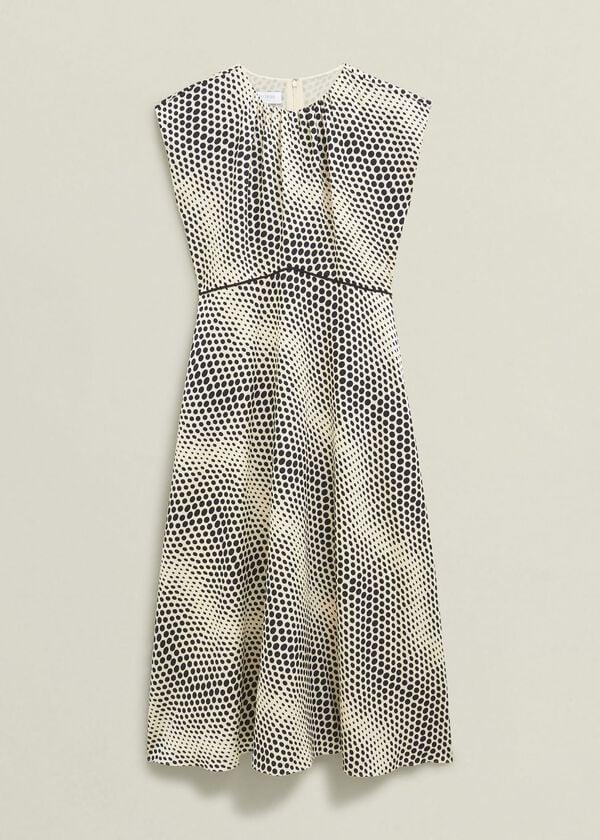 Hobbs Paisley Spot Dress Cream Black