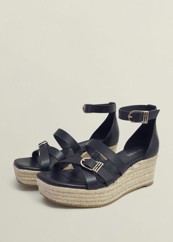 Hobbs Paloma Leather Espadrilles Hobbs Navy