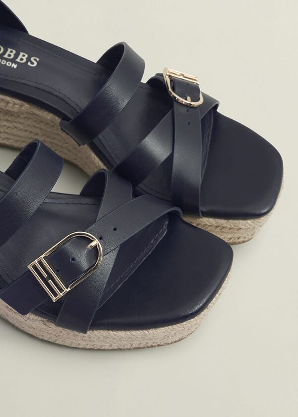 Hobbs Paloma Leather Espadrilles Hobbs Navy