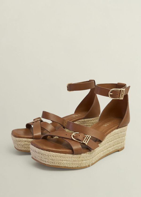 Hobbs Paloma Leather Espadrilles Tan