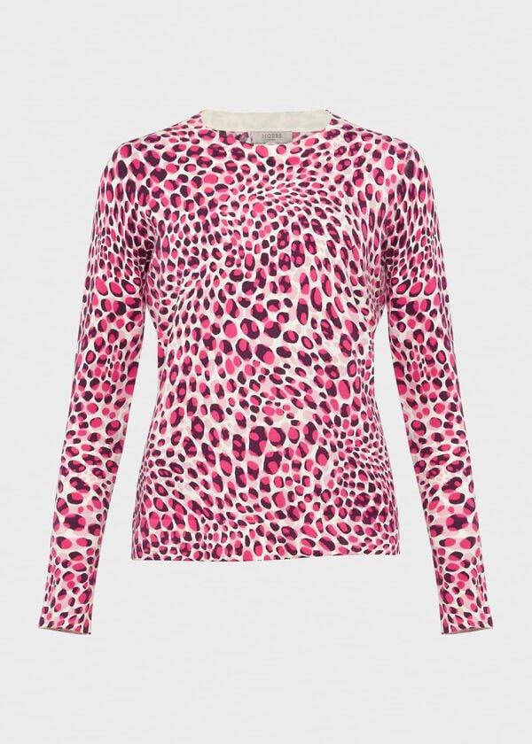 Hobbs Pamela Cotton Jumper Pink Multi
