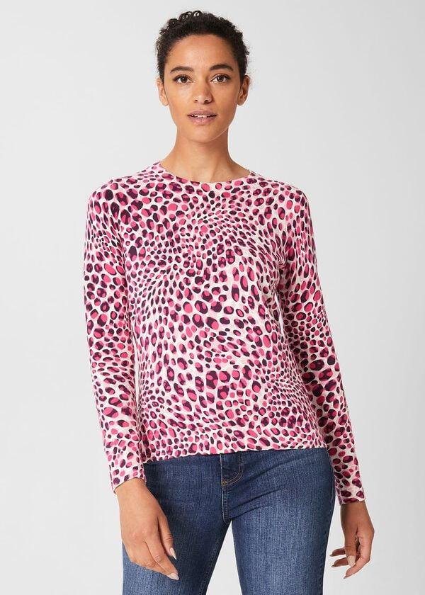 hobbs Pamela Cotton Jumper Pink Multi