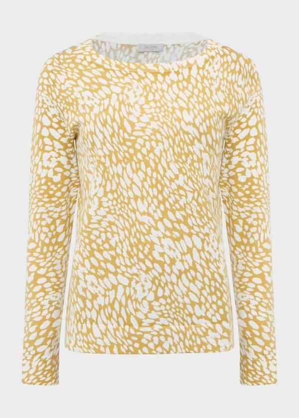 Hobbs Pamela Cotton Printed Jumper Olive Ivory