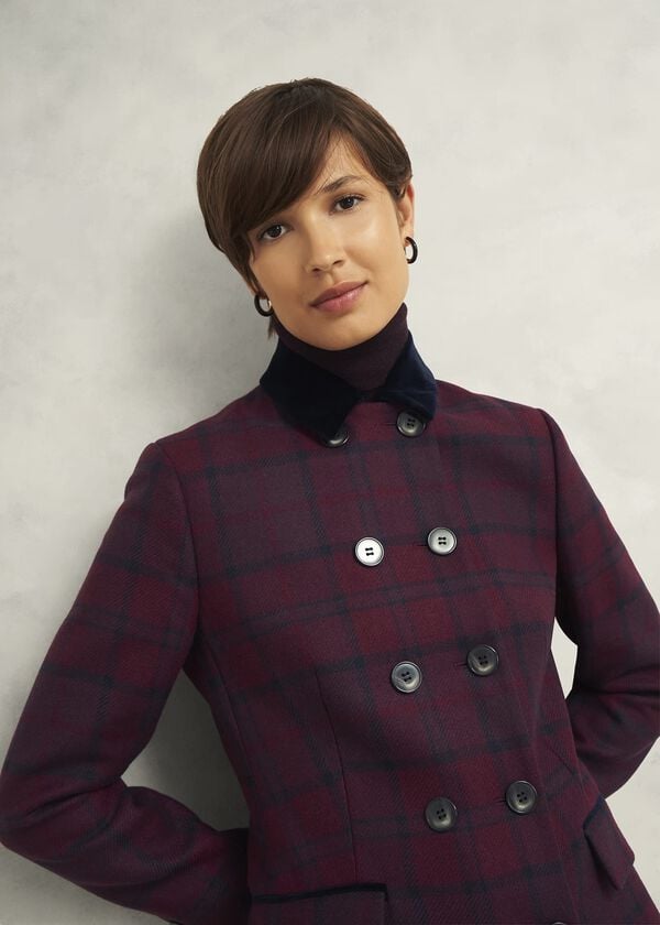 Hobbs Patricia Wool Blend Coat Pink Multi