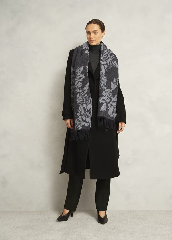 Hobbs Paula Wool Scarf Black Grey