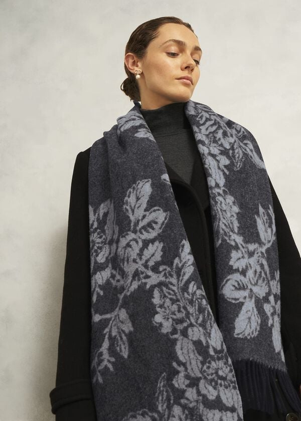 Hobbs Paula Wool Scarf Black Grey