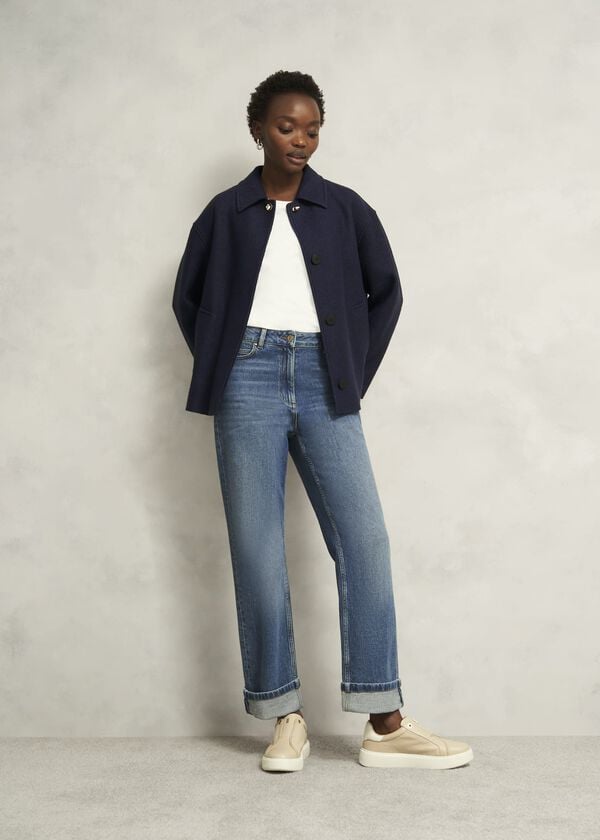 hobbs Payton Coat With Wool Navy