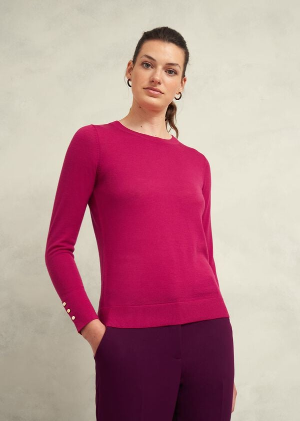hobbs Penny Merino Wool Jumper Cranberry Pink