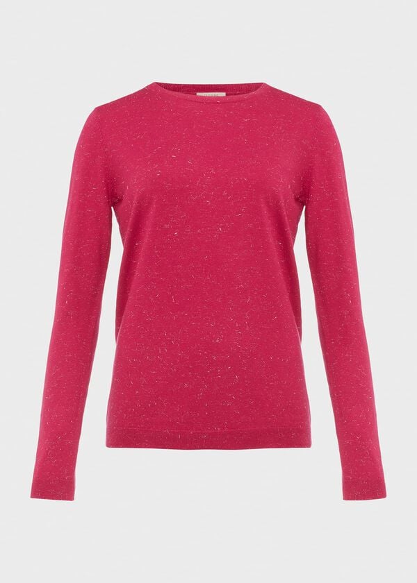 Hobbs Penny Sparkle Jumper Pink Silver