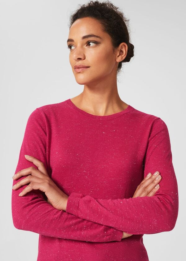 Hobbs Penny Sparkle Jumper Pink Silver