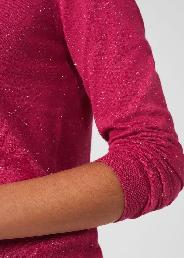 Hobbs Penny Sparkle Jumper Pink Silver