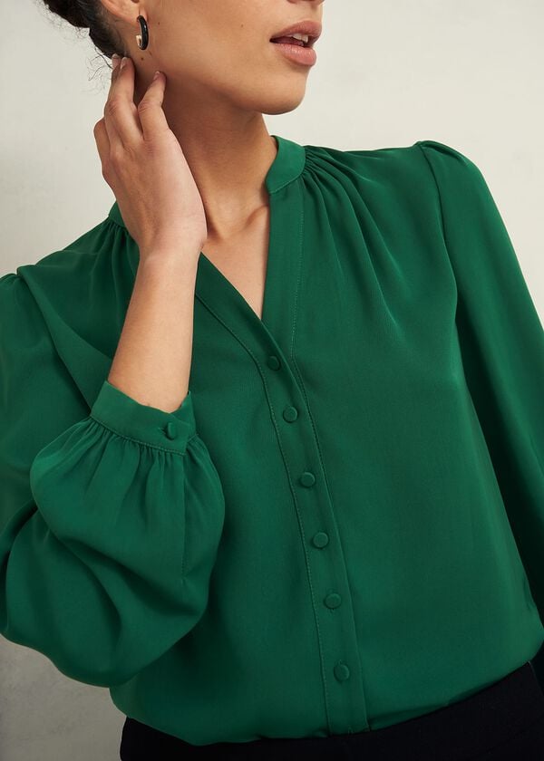 Hobbs Peony Blouse Green