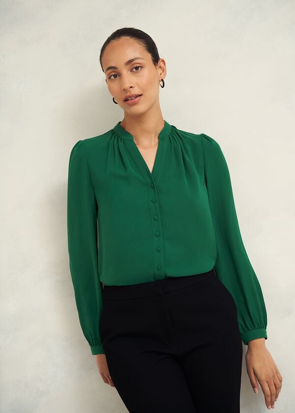 Hobbs Peony Blouse Green