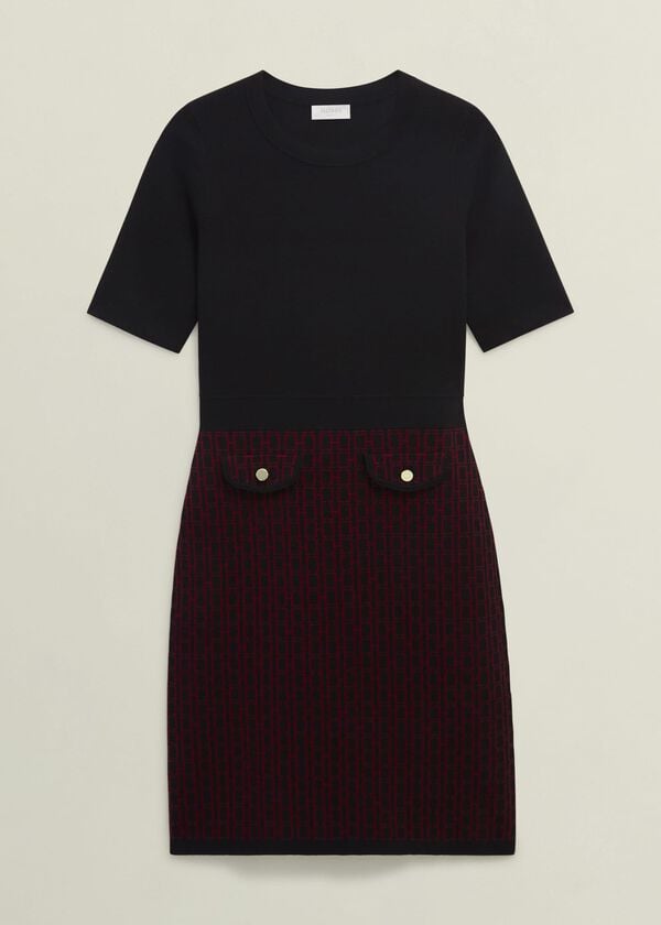 Hobbs Perrie Knitted Dress Black Rhubarb