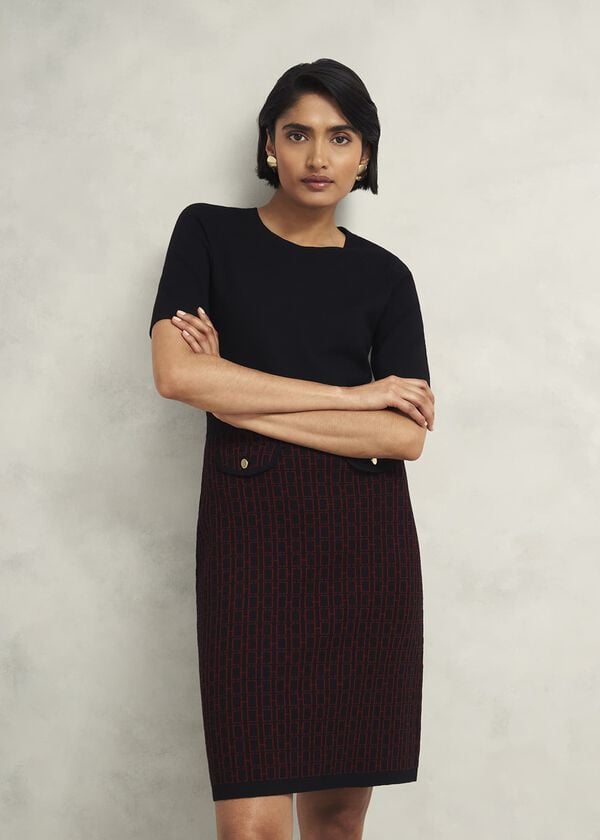 hobbs Perrie Knitted Dress Black Rhubarb