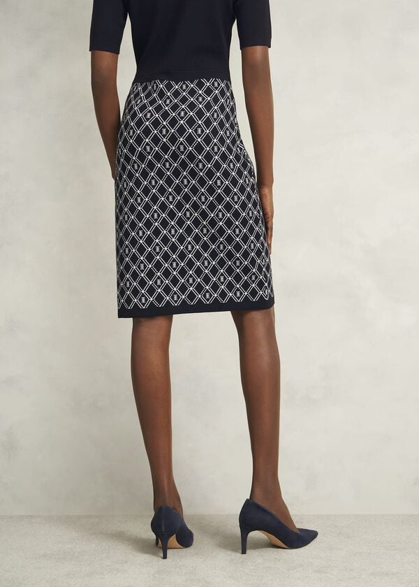 Hobbs Perrie Knitted Dress Navy Ivory