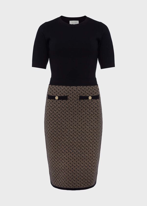 Hobbs Perrie Knitted Dress Navy Multi