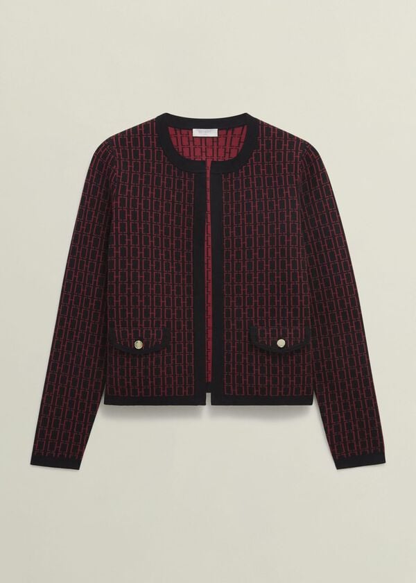 Hobbs Perrie Knitted Jacket Black Rhubarb