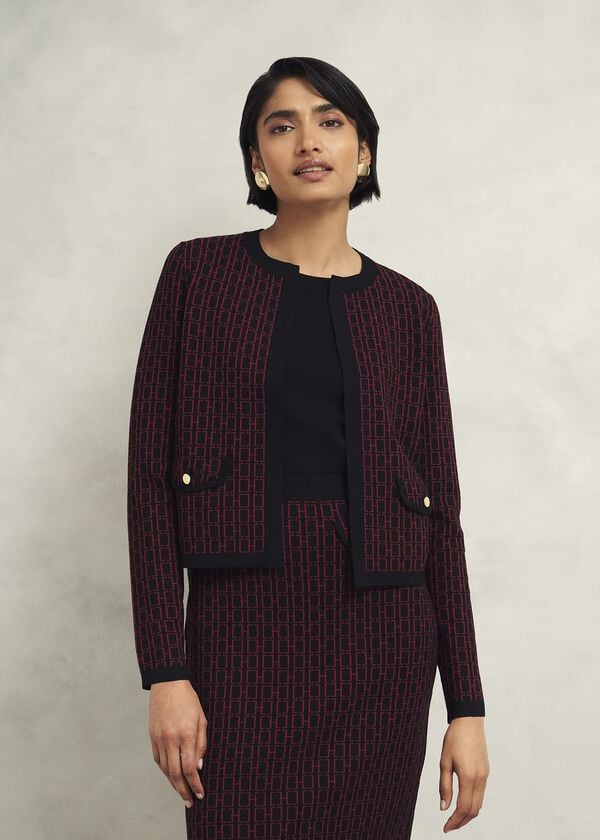hobbs Perrie Knitted Jacket Black Rhubarb