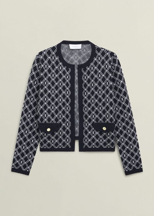 Hobbs Perrie Knitted Jacket Navy Ivory