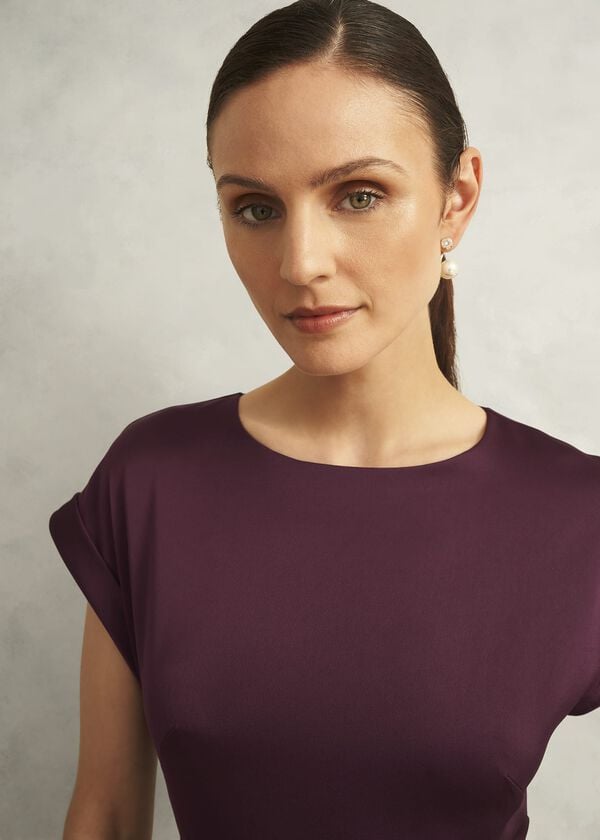 Hobbs Petite Agnes Satin Tie Dress Onyx Red