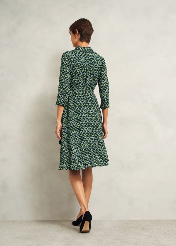 Hobbs Petite Alex Dress Green Multi