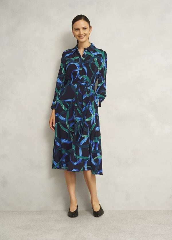 hobbs Petite Alis Dress Navy Multi