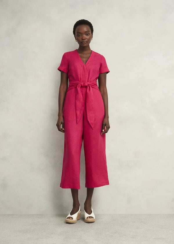 hobbs Petite Aliya Linen Jumpsuit Zinnia Pink