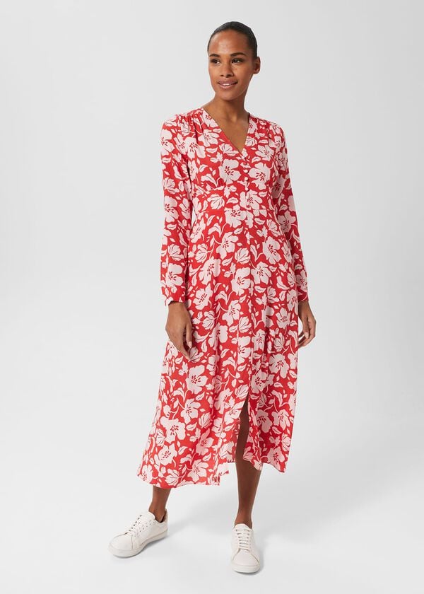 hobbs Petite Allison Dress Red Pink