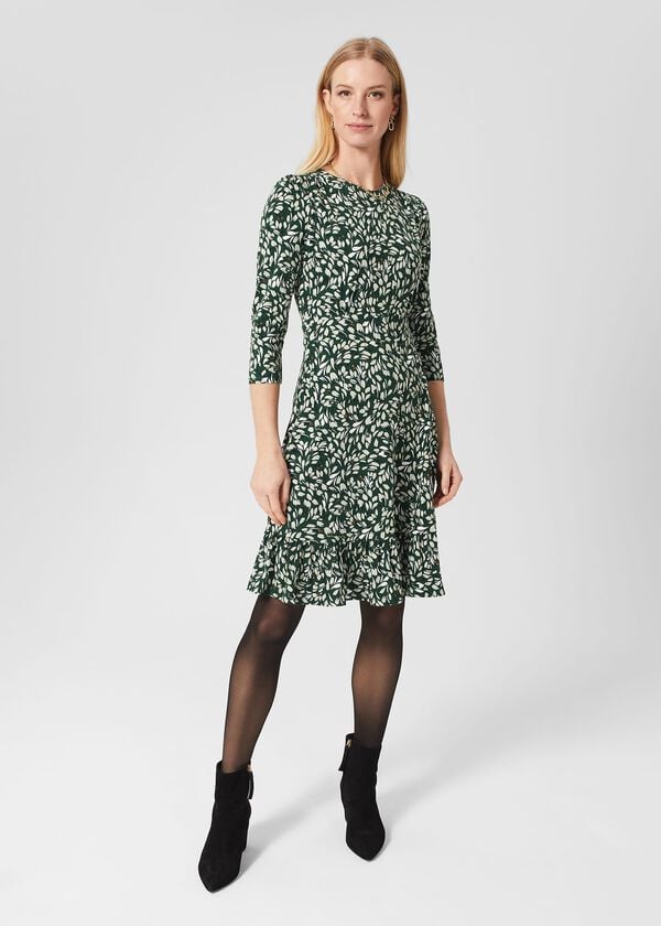 hobbs Petite Ami Dress Sage Green Mult