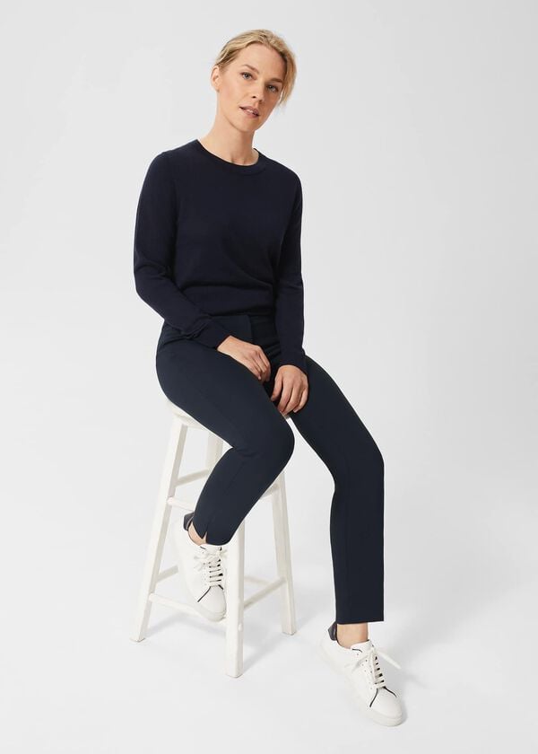 Hobbs Petite Annie Slim Trousers With Stretch Navy