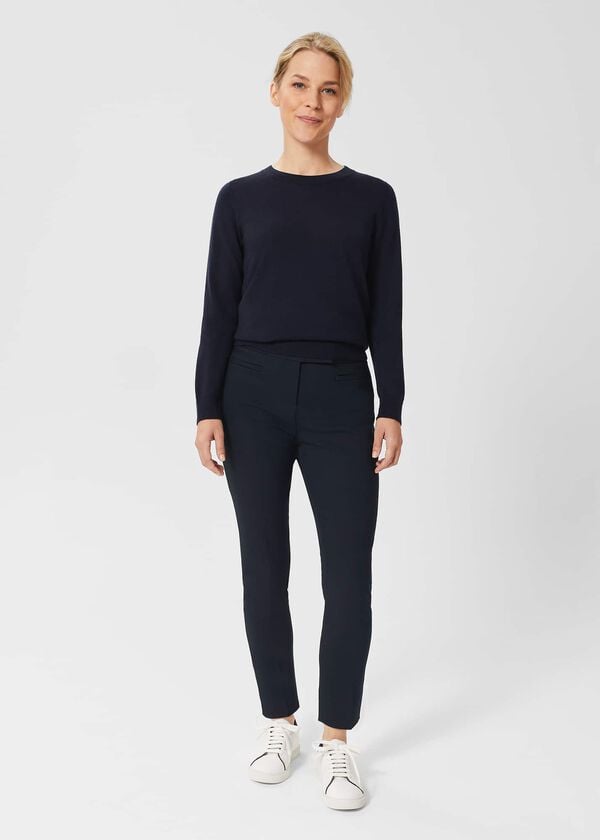 hobbs Petite Annie Slim trousers With Stretch Navy