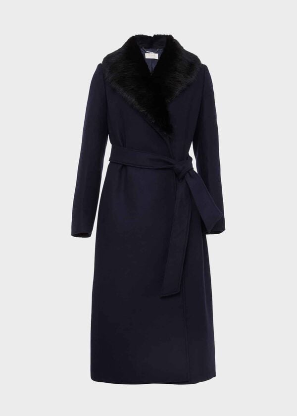 Hobbs Petite Arielle Wool Blend Coat Navy