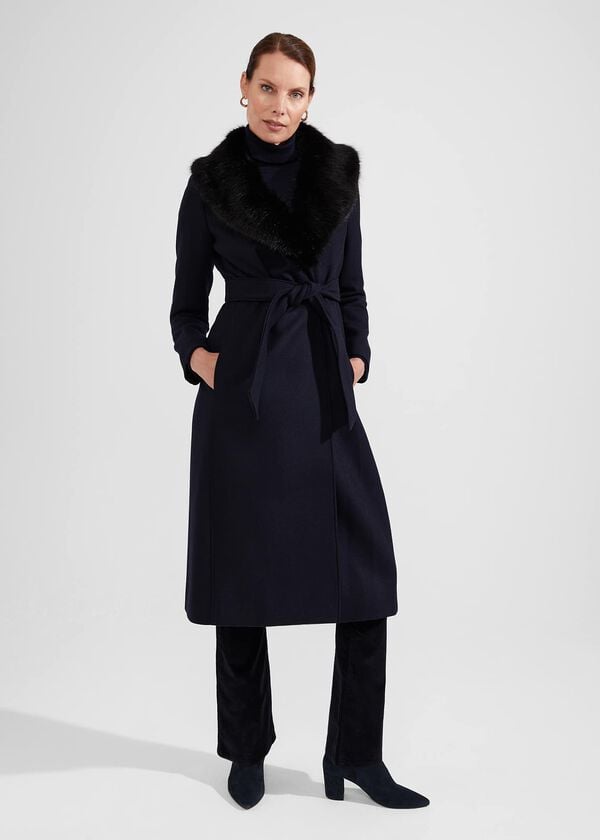 hobbs Petite Arielle Wool Blend Coat Navy