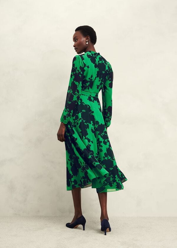 Hobbs Petite Aurora Dress Navy Green