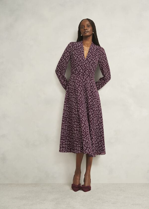 hobbs Petite Aurora Dress Onyx Red Multi