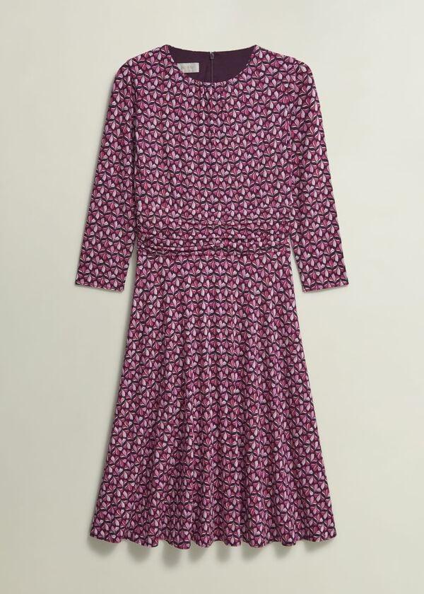 Hobbs Petite Bayview Jersey Dress Pink Multi
