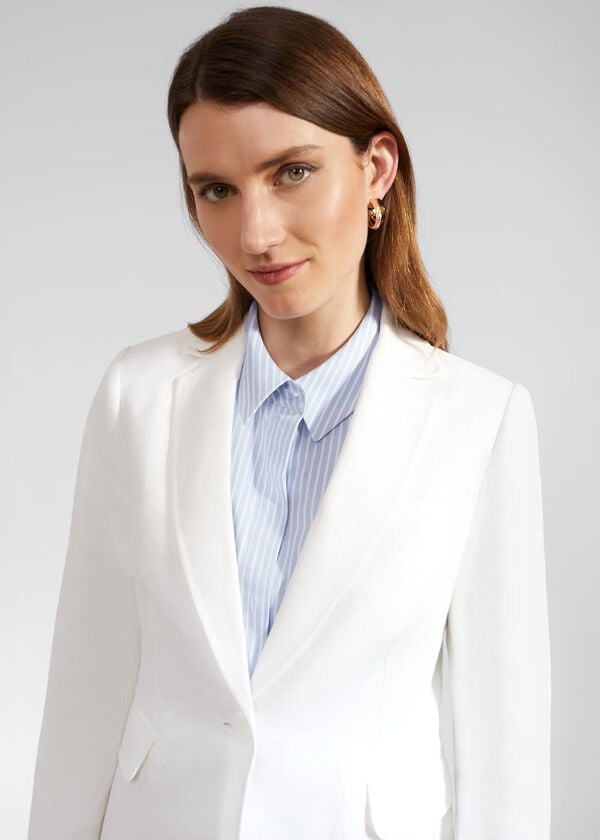 Hobbs Petite Blake Linen Jacket Ivory