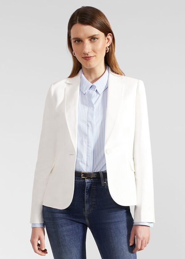 hobbs Petite Blake Linen Jacket Ivory