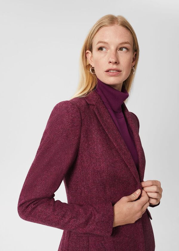 Hobbs Petite Blake Wool Jacket Purple Multi
