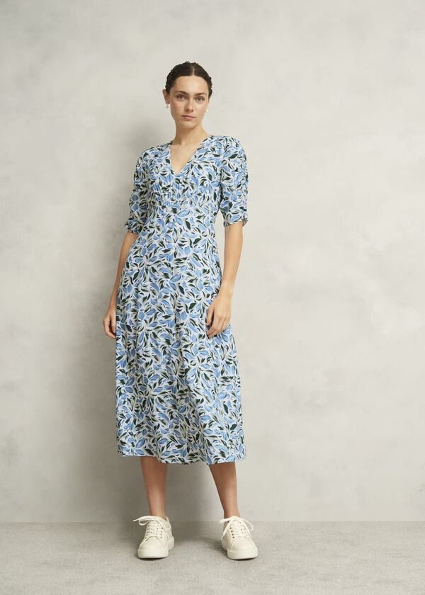 hobbs Petite Bonnie Midi Tea dress Ivory Multi