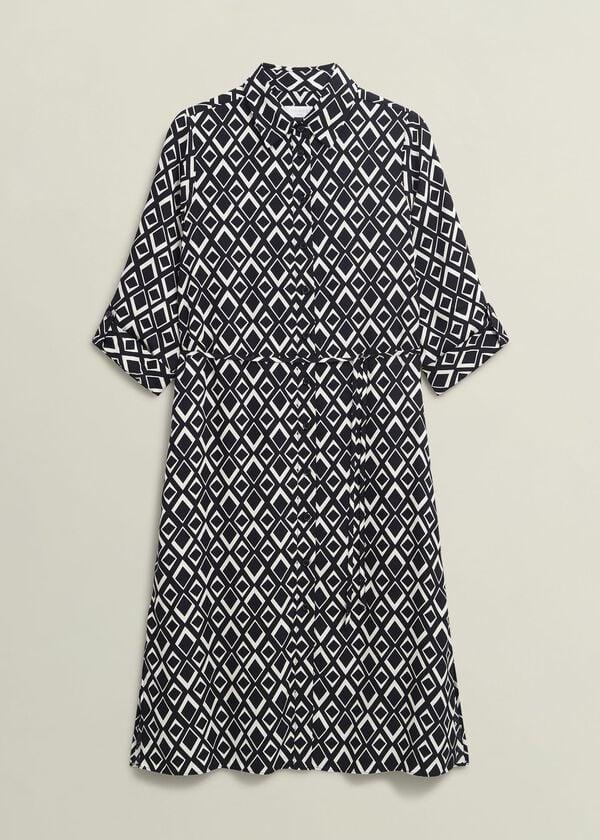 Hobbs Petite Cali Dress Navy Ivory